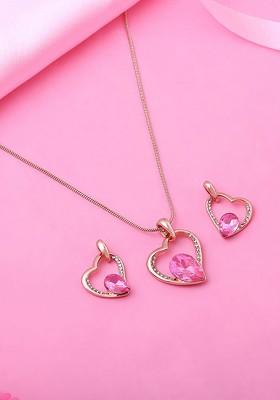 Rose Gold Crystals Gold Plated Necklace Set