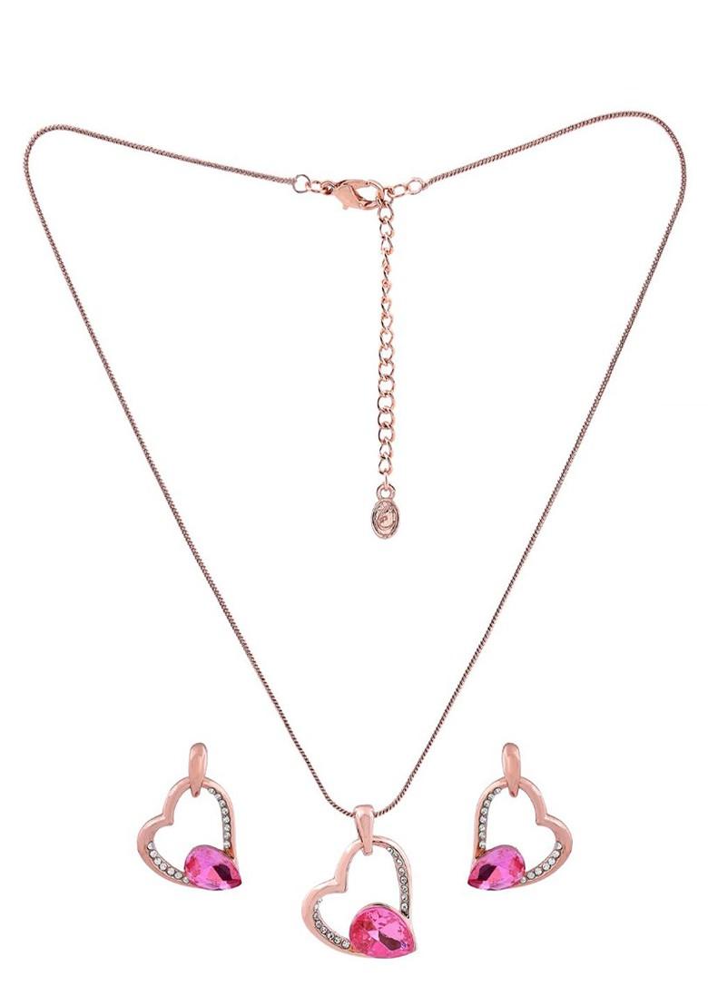 Rose Gold Crystals Gold Plated Necklace Set