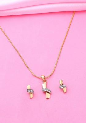 White Crystals Gold Plated Necklace Set