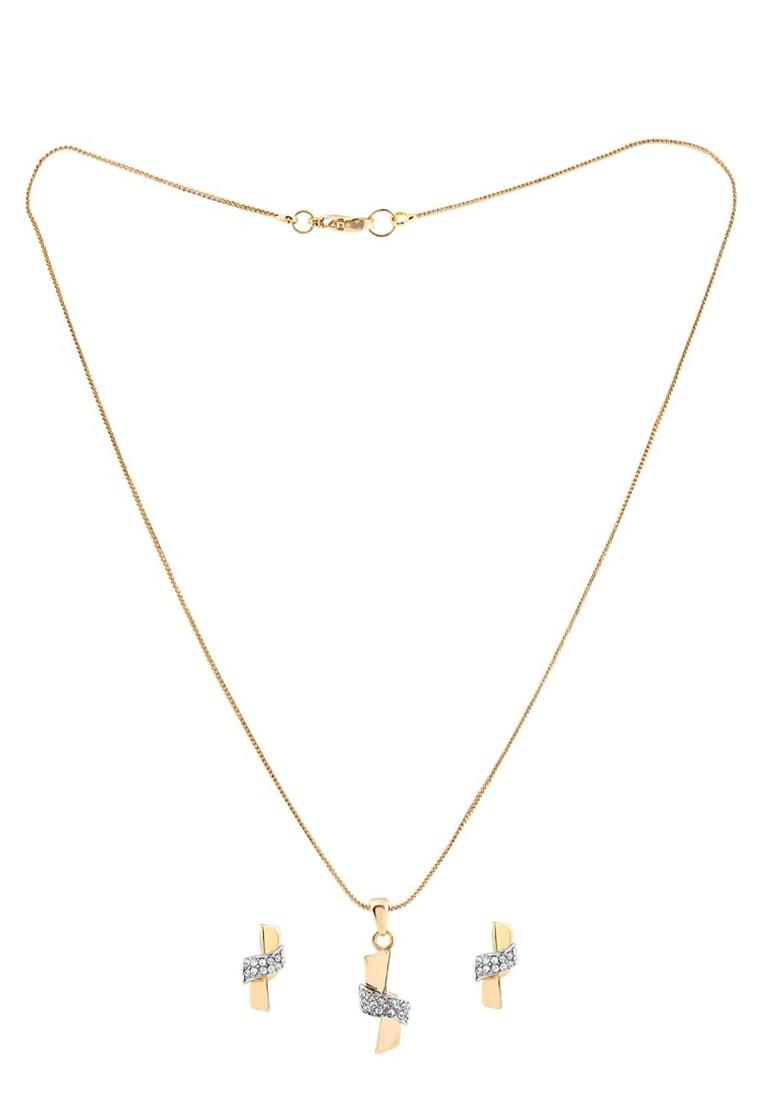 White Crystals Gold Plated Necklace Set