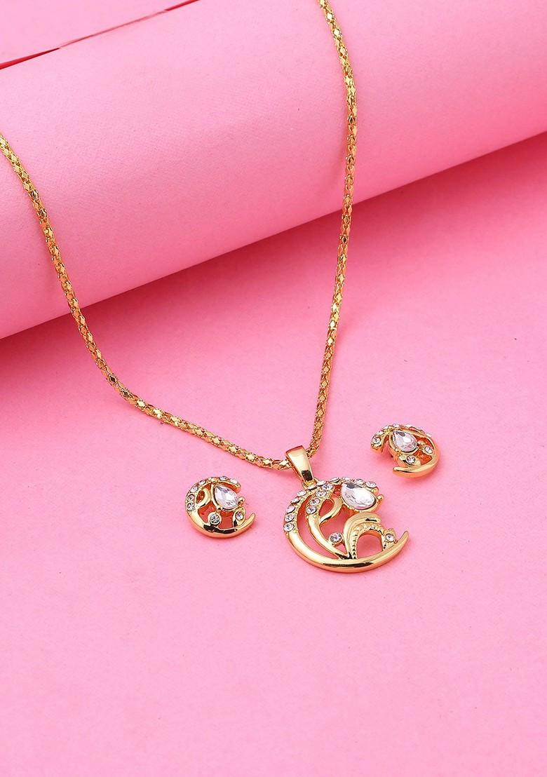 Gold Crystals Gold Plated Necklace Set
