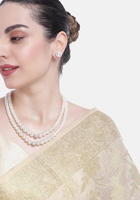 White Crystals Gold Plated Necklace Set