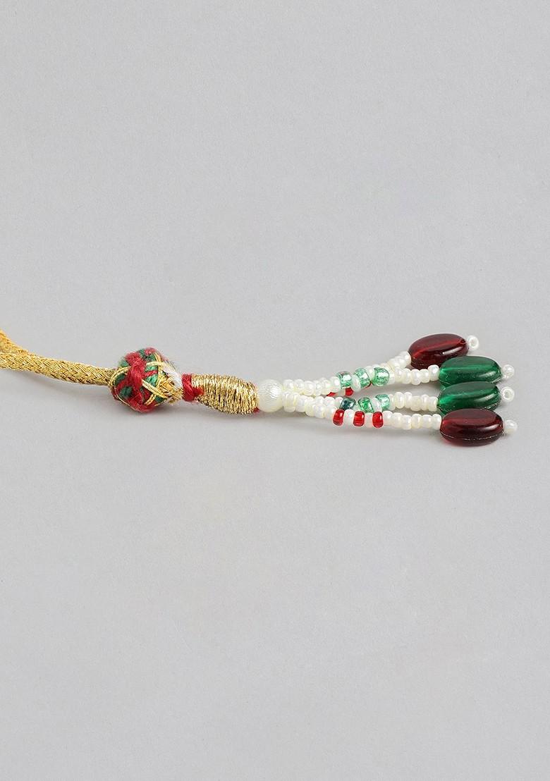 Pink Studded Gold Plated Necklace Set