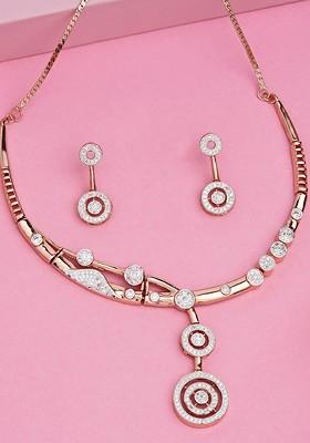 Rose Gold Cz Gold Plated Necklace Set