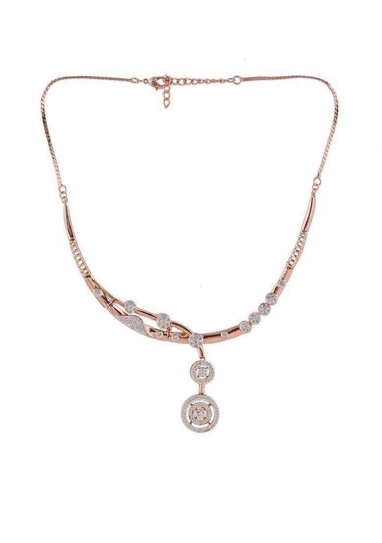 Rose Gold Cz Gold Plated Necklace Set