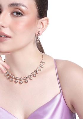 Rose Gold Cz Gold Plated Necklace Set
