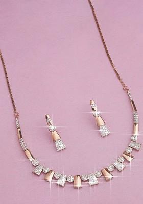 Rose Gold Studded Gold Plated Necklace Set