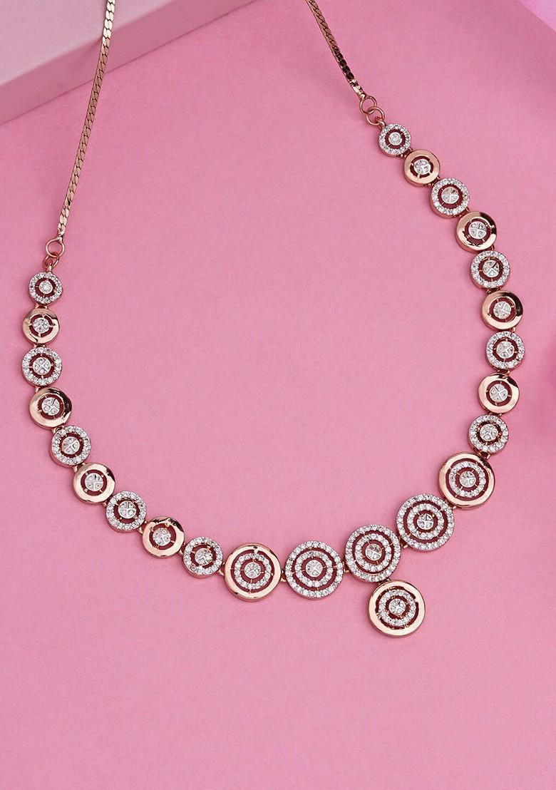 Rose Gold Cz Gold Plated Necklace Set