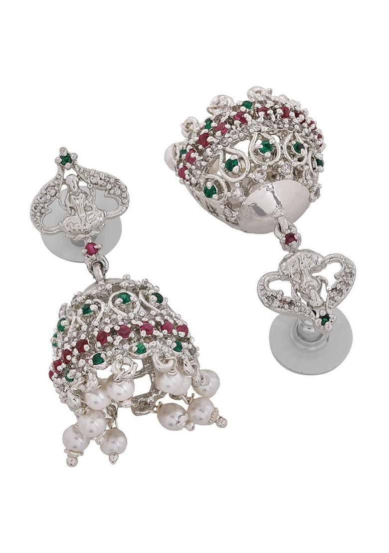 Silver Studded Rhodium Plated Necklace Set