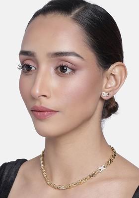 White Crystals Gold Plated Necklace Set