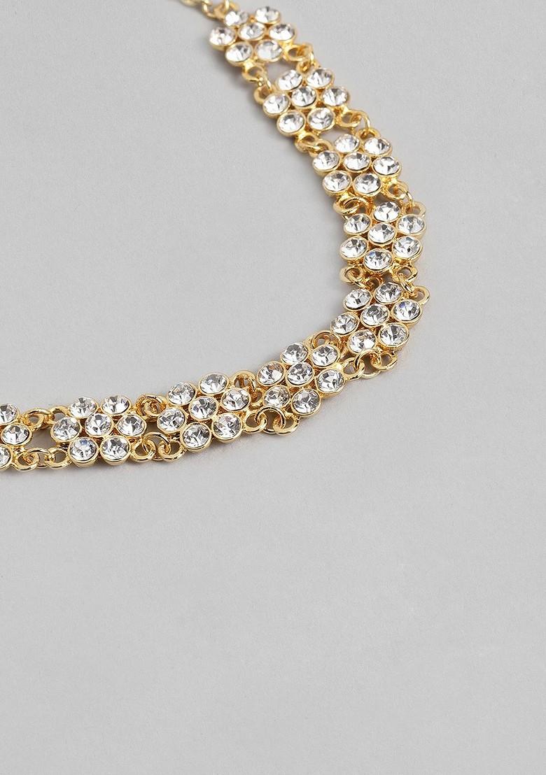 White Crystals Gold Plated Necklace Set