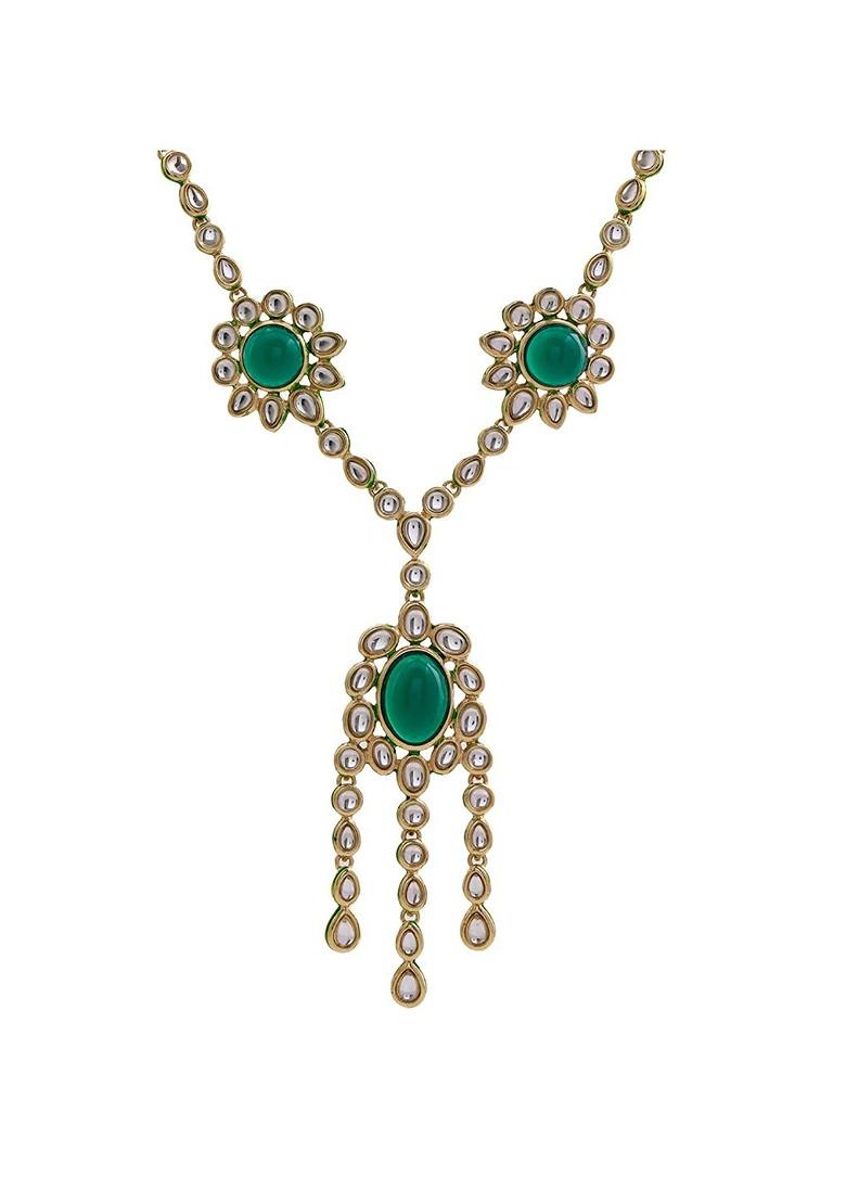 Green Solid Gold Plated Necklace Set