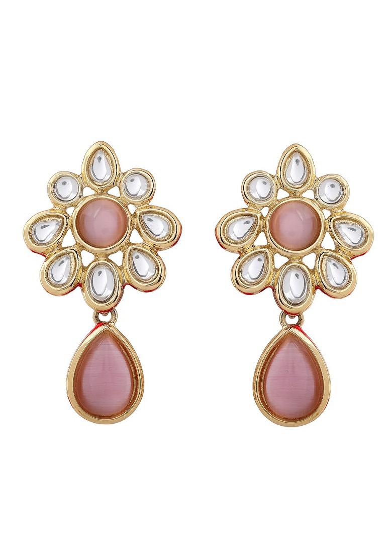 Pink Solid Gold Plated Necklace Set