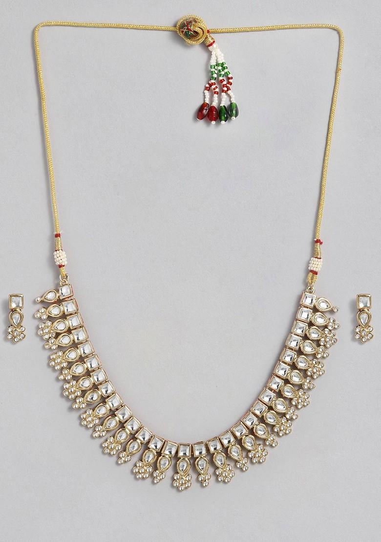 Gold Studded Gold Plated Necklace Set