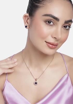 Rose Gold Studded Gold Plated Necklace Set