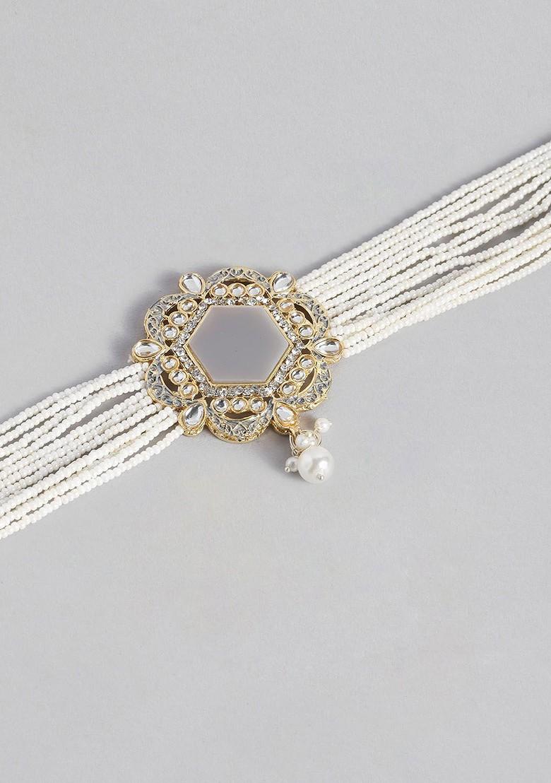 Gold Studded Gold Plated Necklace Set