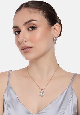 Rose Gold Studded Gold Plated Necklace Set