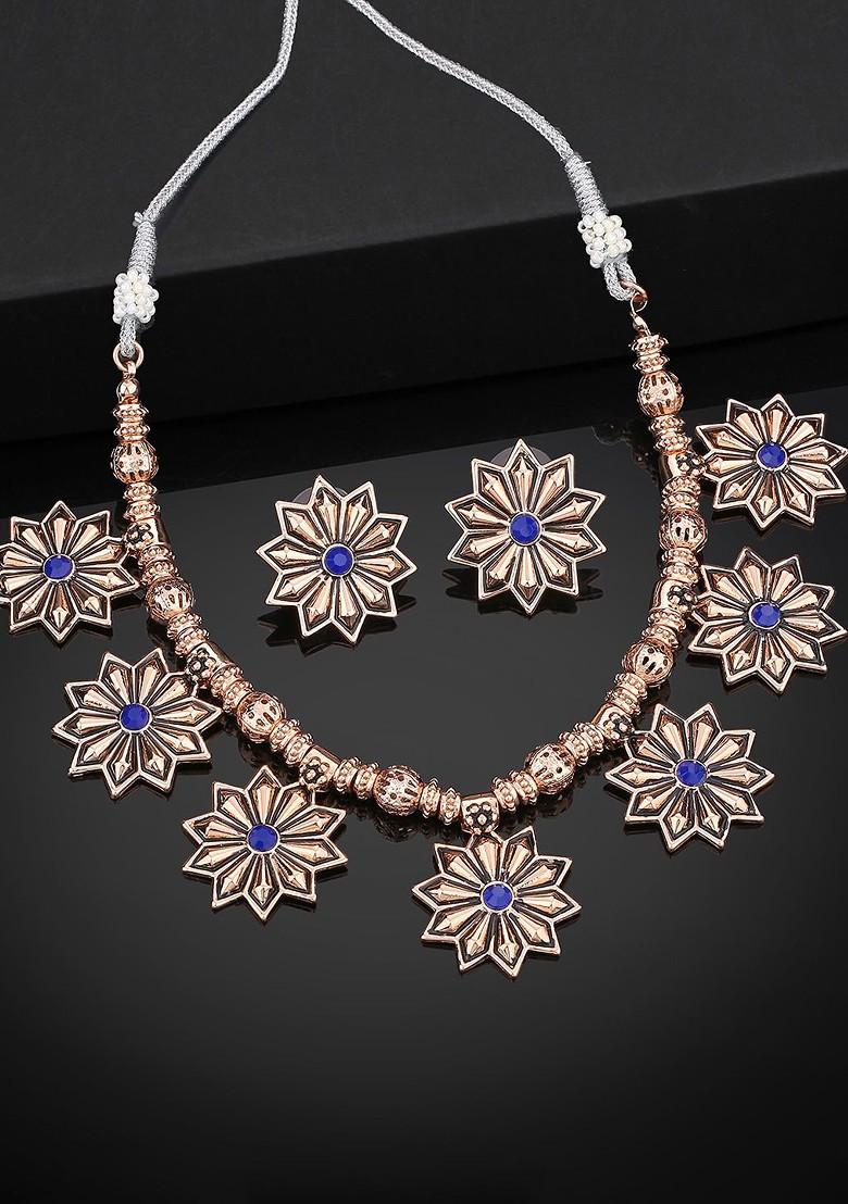 Rose Pink Solid Gold Plated Necklace Set