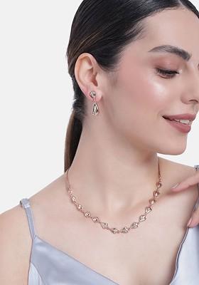 Rose Gold Crystals Gold Plated Necklace Set