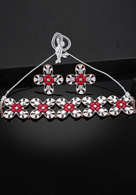 Rose Gold Crystals Gold Plated Necklace Set