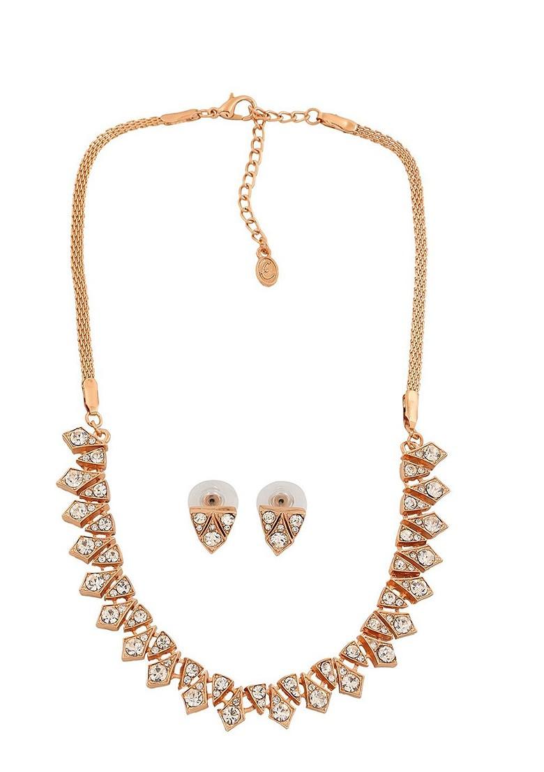 Rose Gold Crystals Gold Plated Necklace Set