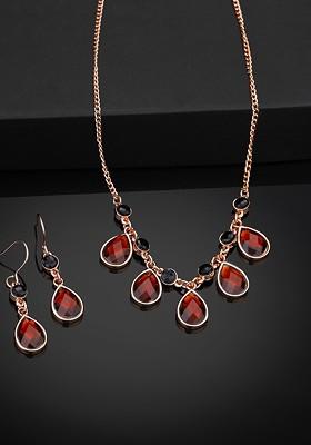 Rose Gold Crystals Gold Plated Necklace Set