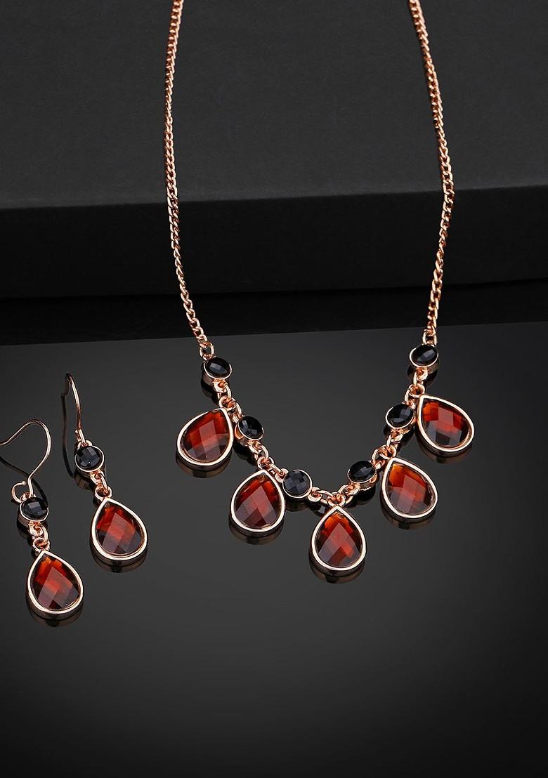 Rose Gold Crystals Gold Plated Necklace Set