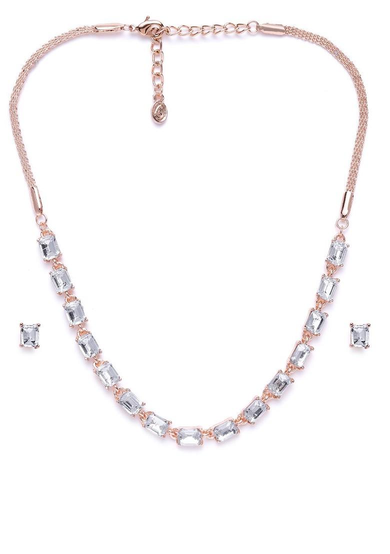 White Crystals Gold Plated Necklace Set