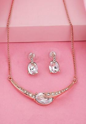 White Crystals Gold Plated Necklace Set