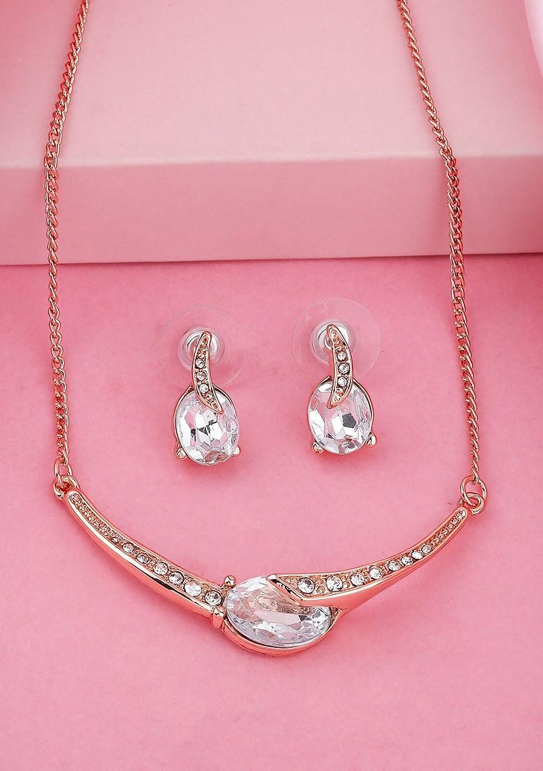 White Crystals Gold Plated Necklace Set