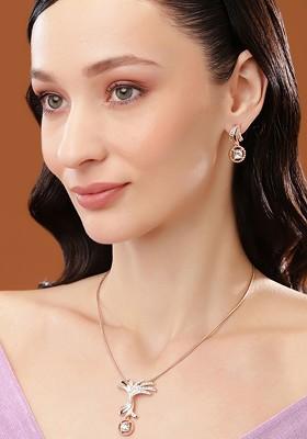 Rose Gold Crystals Gold Plated Necklace Set