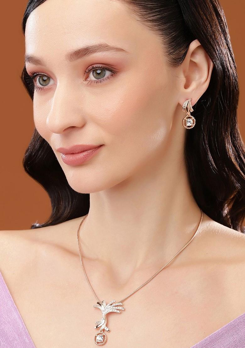 Rose Gold Crystals Gold Plated Necklace Set