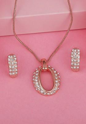 Rose Gold Crystals Gold Plated Necklace Set