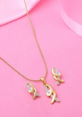 White Crystals Gold Plated Necklace Set