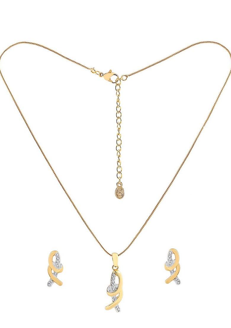 White Crystals Gold Plated Necklace Set