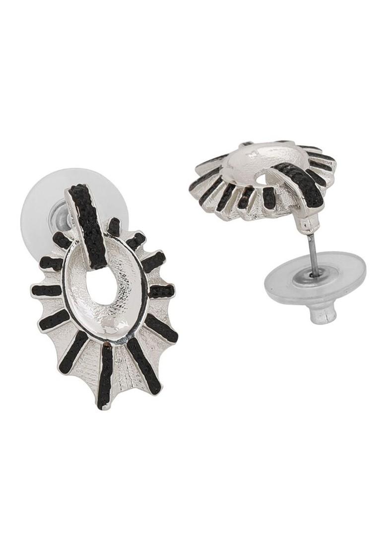 Black Studded Rhodium Plated Necklace Set