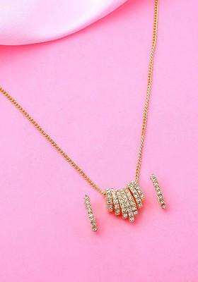 White Studded Gold Plated Necklace Set
