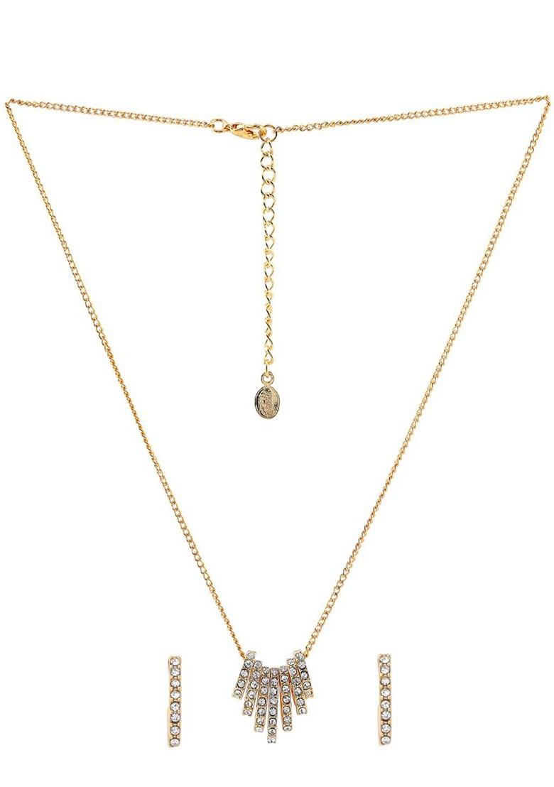 White Studded Gold Plated Necklace Set