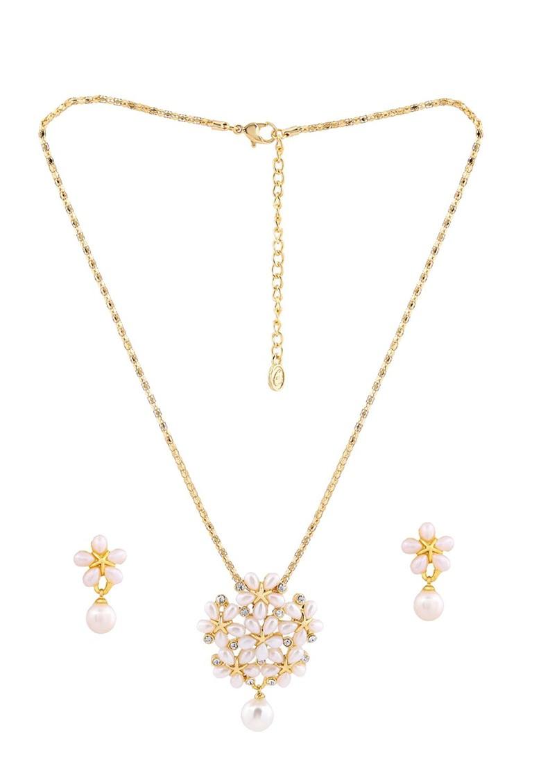 White Crystals Gold Plated Necklace Set