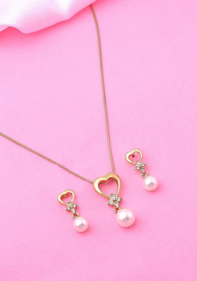 White Crystals Gold Plated Necklace Set