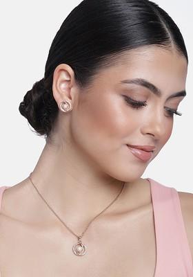 Rose Gold Cz Gold Plated Necklace Set