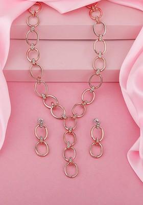 White Studded Gold Plated Necklace Set