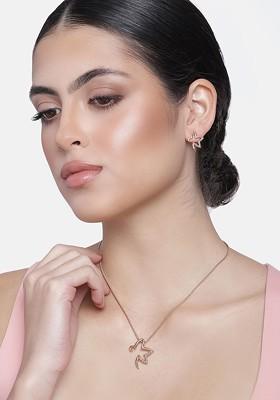 Rose Gold Solid Gold Plated Necklace Set
