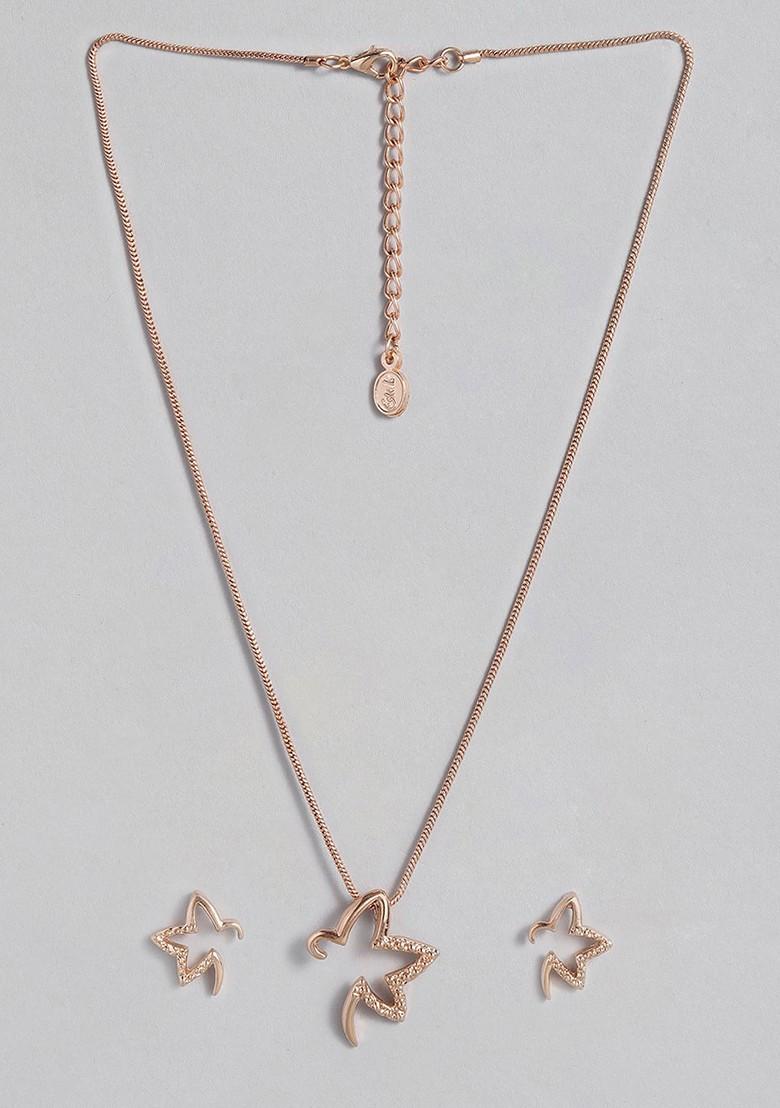Rose Gold Solid Gold Plated Necklace Set