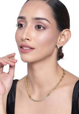 White Crystals Gold Plated Necklace Set