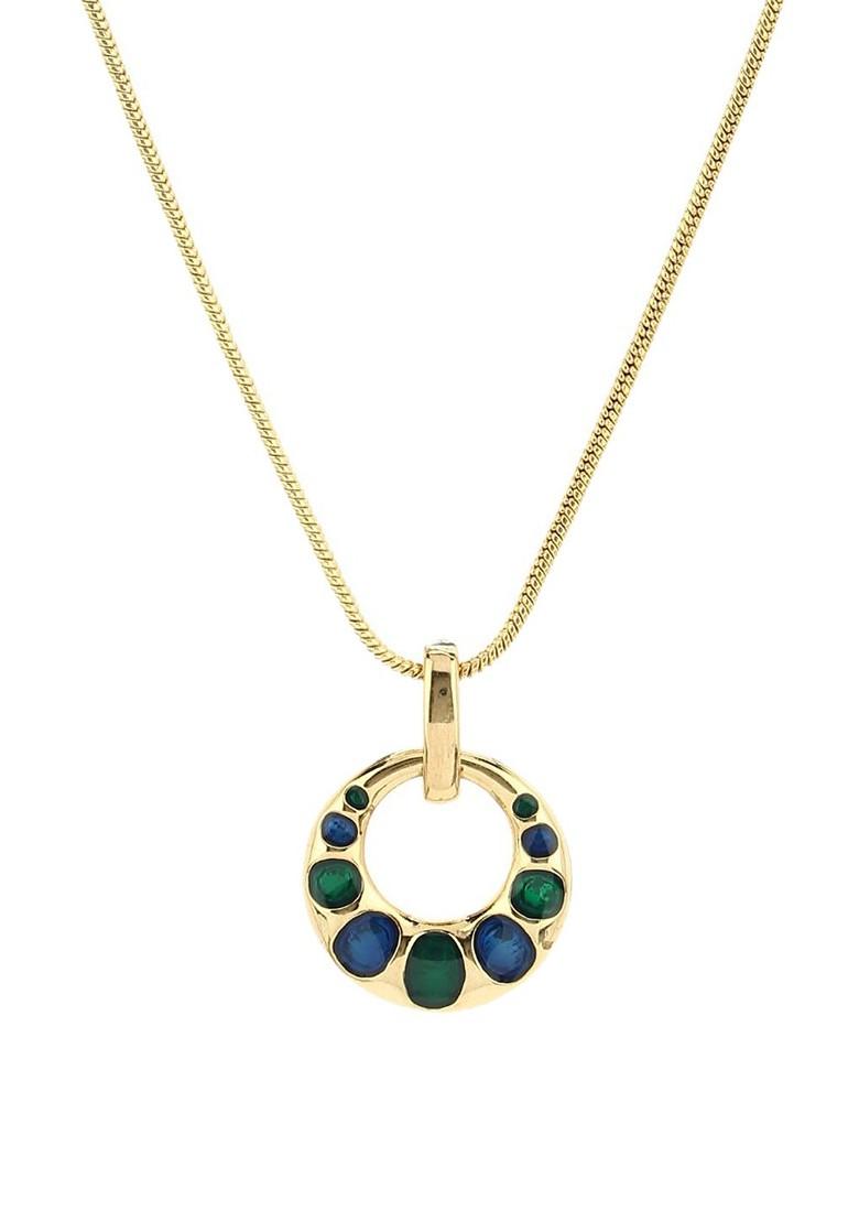 Green Studded Gold Plated Necklace Set