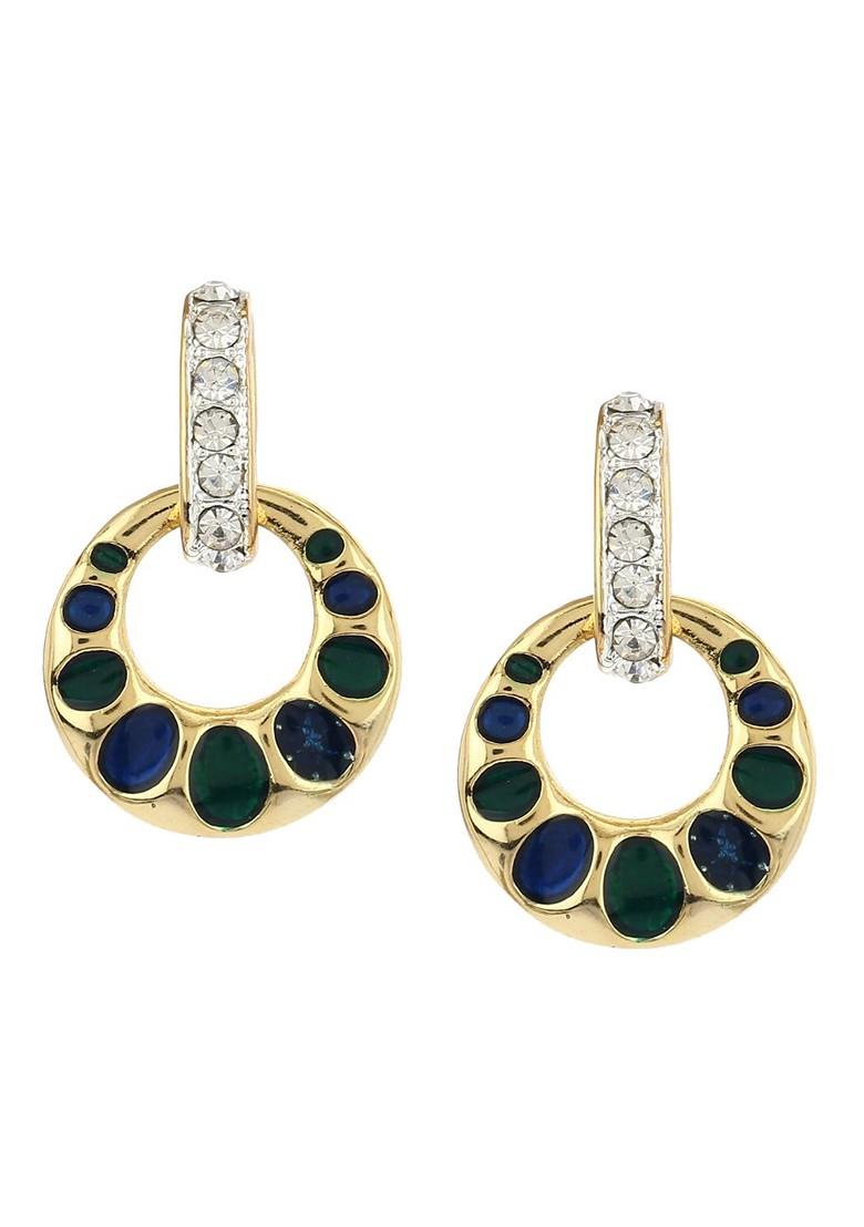 Green Studded Gold Plated Necklace Set