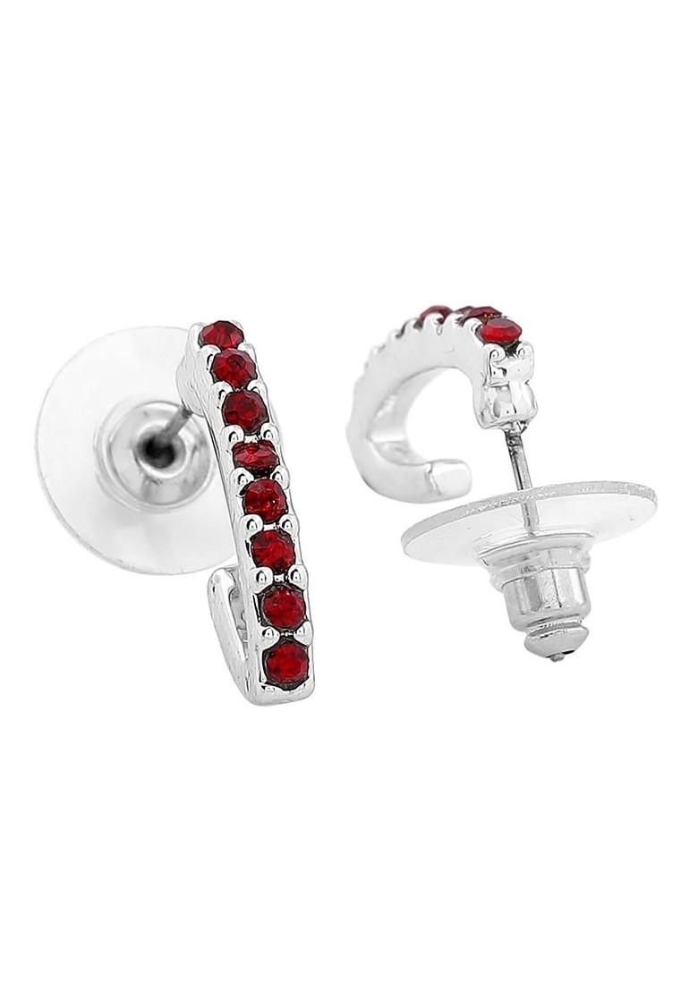 Red Studded Rhodium Plated Necklace Set