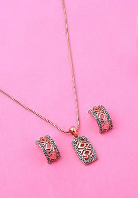 Rose Gold Crystals Gold Plated Necklace Set