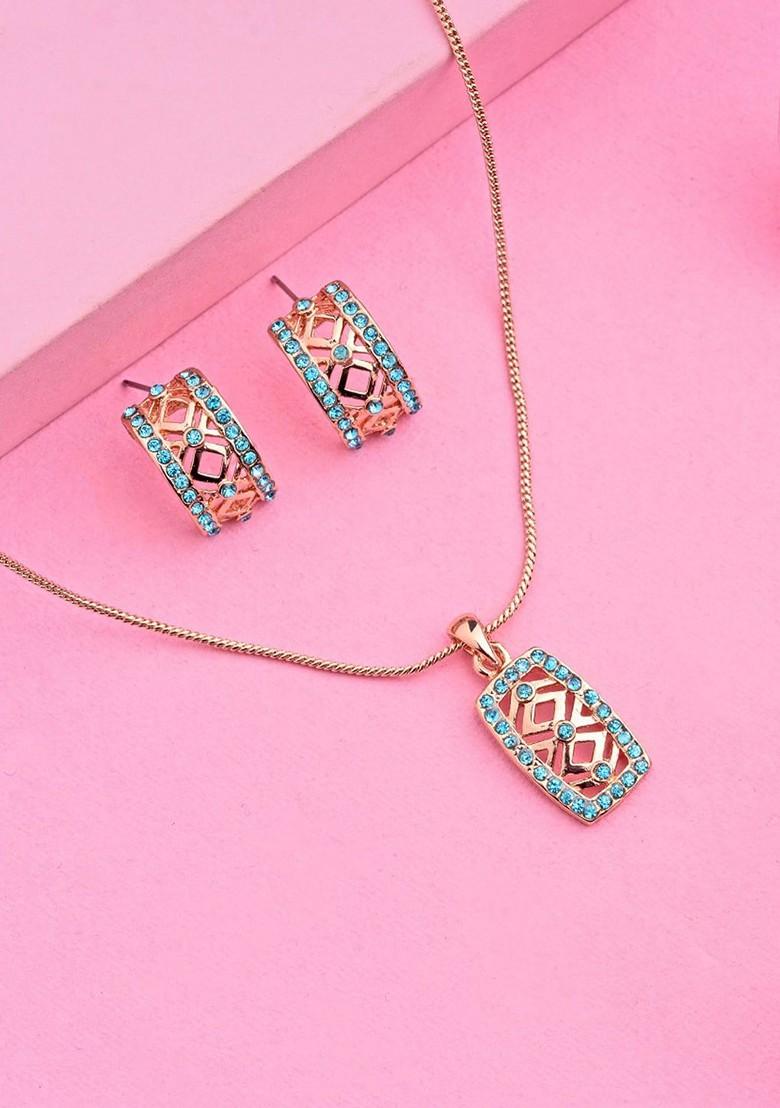 Rose Gold Crystals Gold Plated Necklace Set
